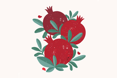 وکتور پرمیوم و لایه باز انارهای قرمز برای شب یلدا